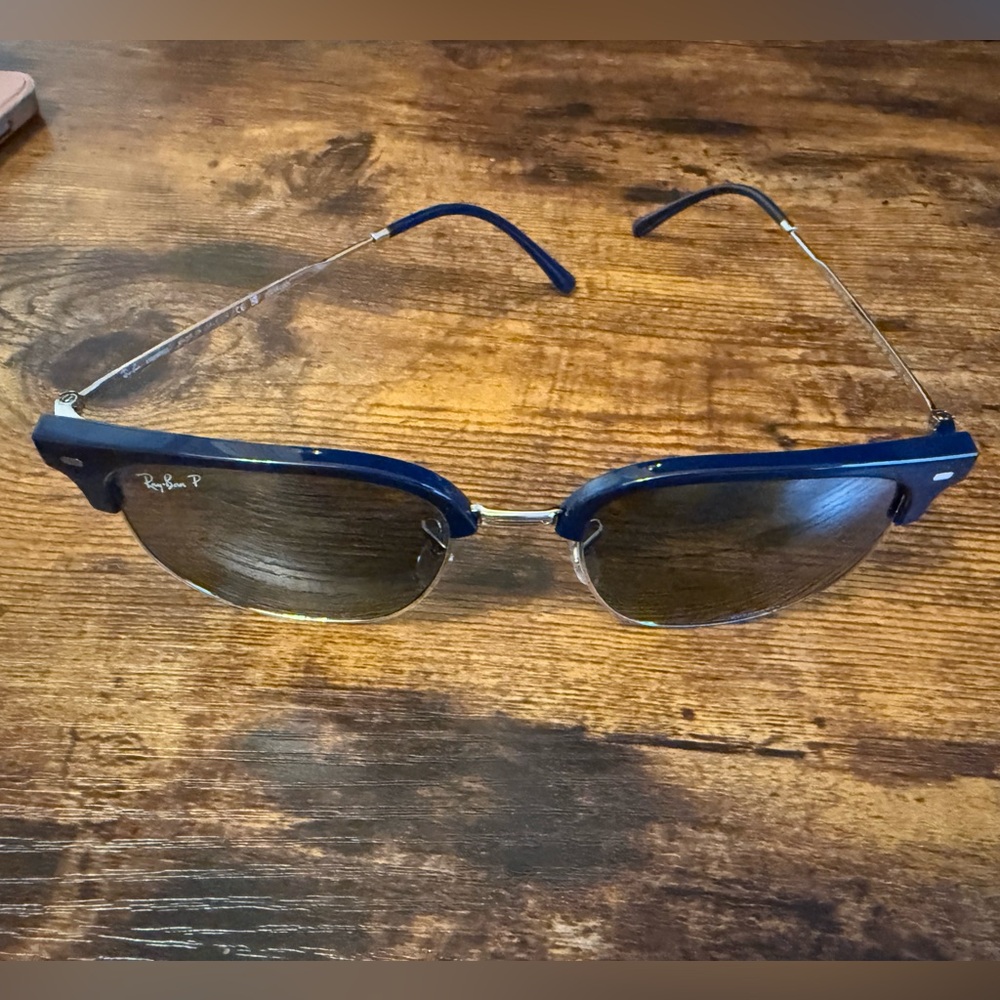 Ray-Ban Navy and Silver Sunglasses Clubmaster New in Box Polarized - Picture 7 of 8